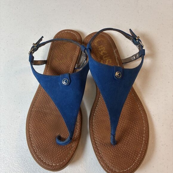 Sam Edelman Shoes - Circus By Sam Edelman Womens Carolina Blue Faux Suede Flat Sandals Size 9.5M
